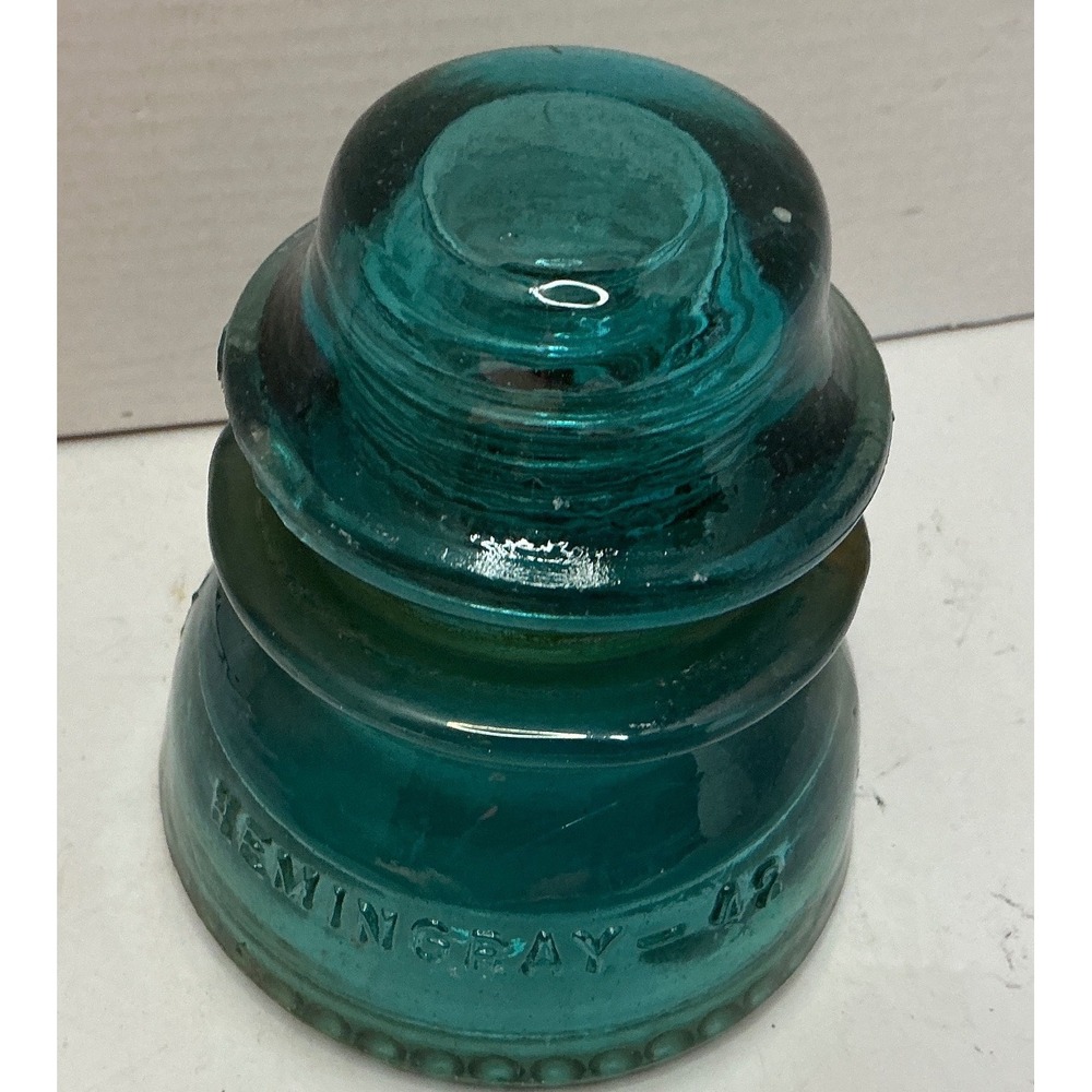 Hemingray Vintage Glass Insulator No 42 Aqua Blue Drip‎ Point Made in USA 4in